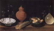 Juan van der Hamen y Leon Style life with glasses of ceramics and Geback oil painting reproduction